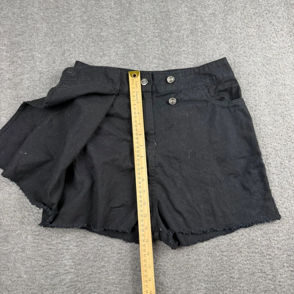 Lone Star Black Cotton Denim‎ Wrap Front Skort Raw Hem Medium